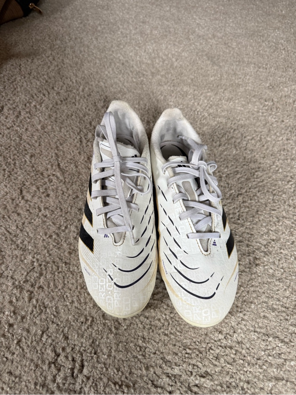 adidas Boy's White Soccer Cleats with Black Accents